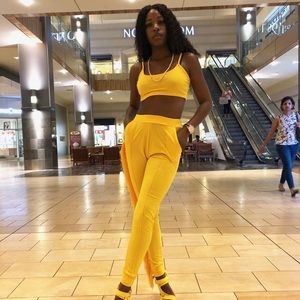 Women’s “Yellow Tassel” 2 piece set. Sizes S/M/L.